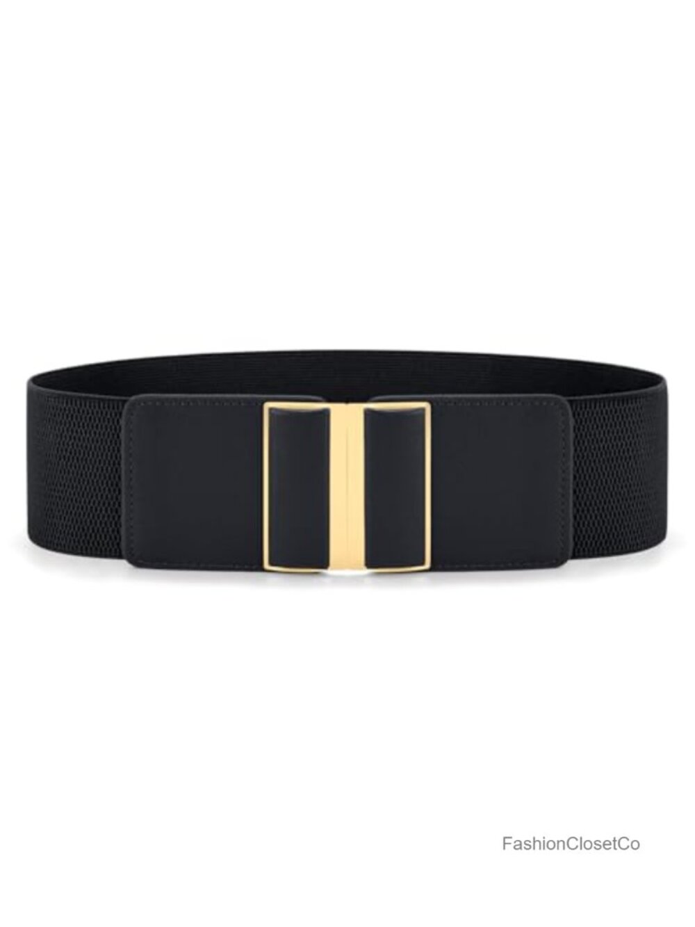 Wide Elastic Stretch Waist Belt Women Interlocking Buckle Vintage Fashion